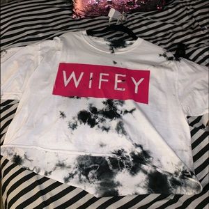 Happy Wife Happy Life Crop Top - White/Black